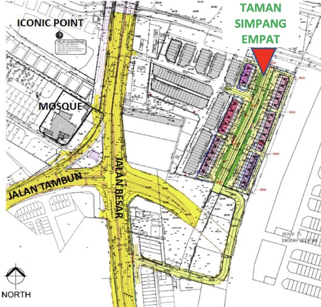 SA Terraces location plan showing the site near Jalan Besar and Jalan Tambun, Simpang Ampat, Penang