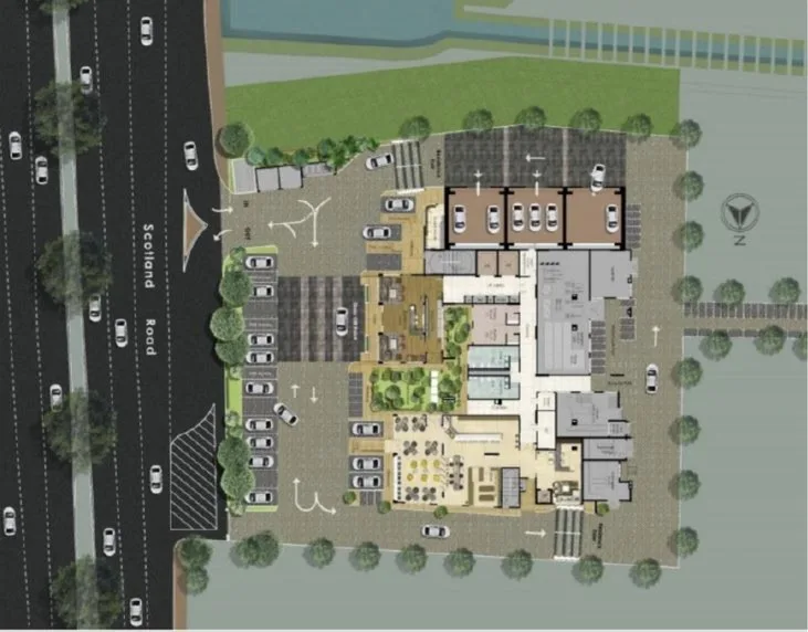 Scots Pavilion ground-level site plan beside Scotland Road, George Town, Penang