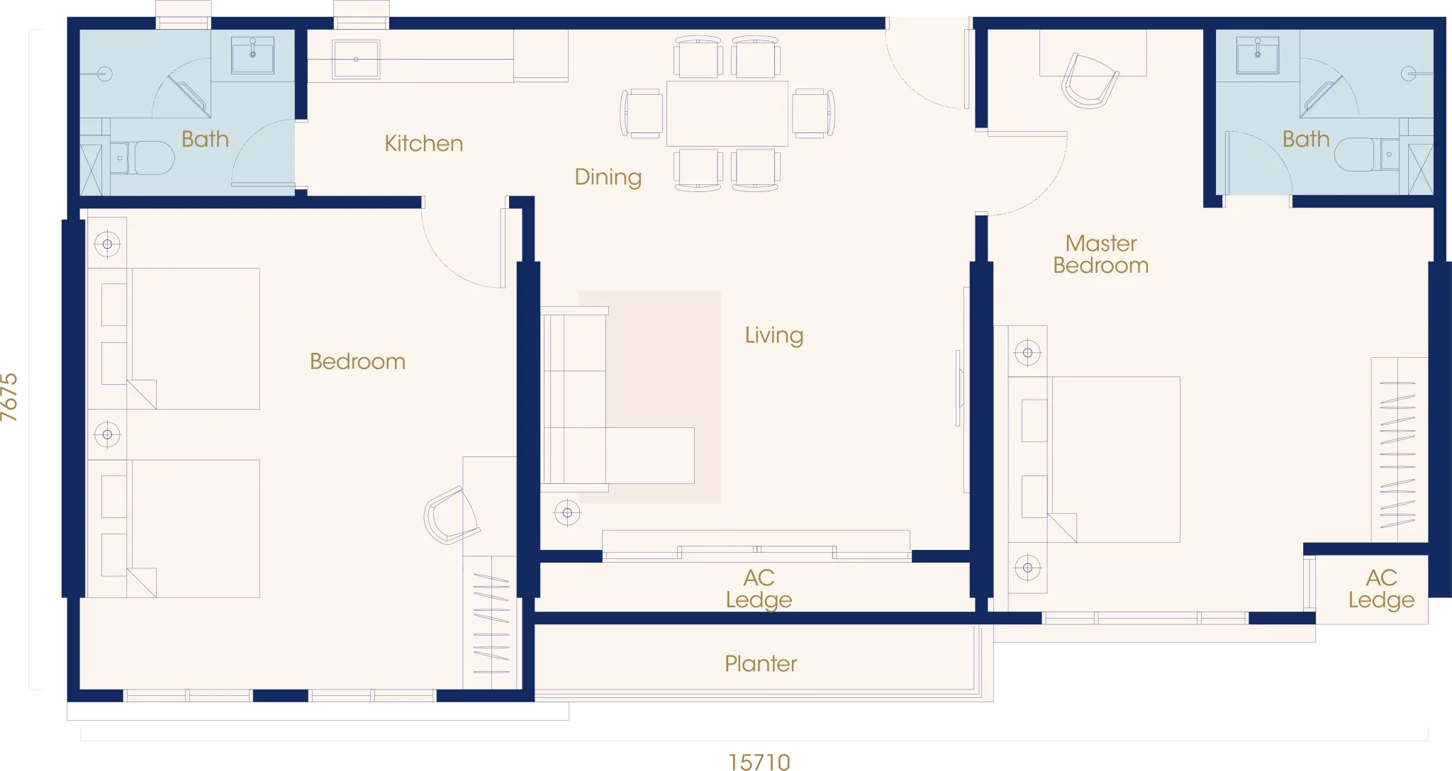 Scott Logan E 型户型图，约 1,180 平方尺——图纸取自发展商官网，槟城乔治市