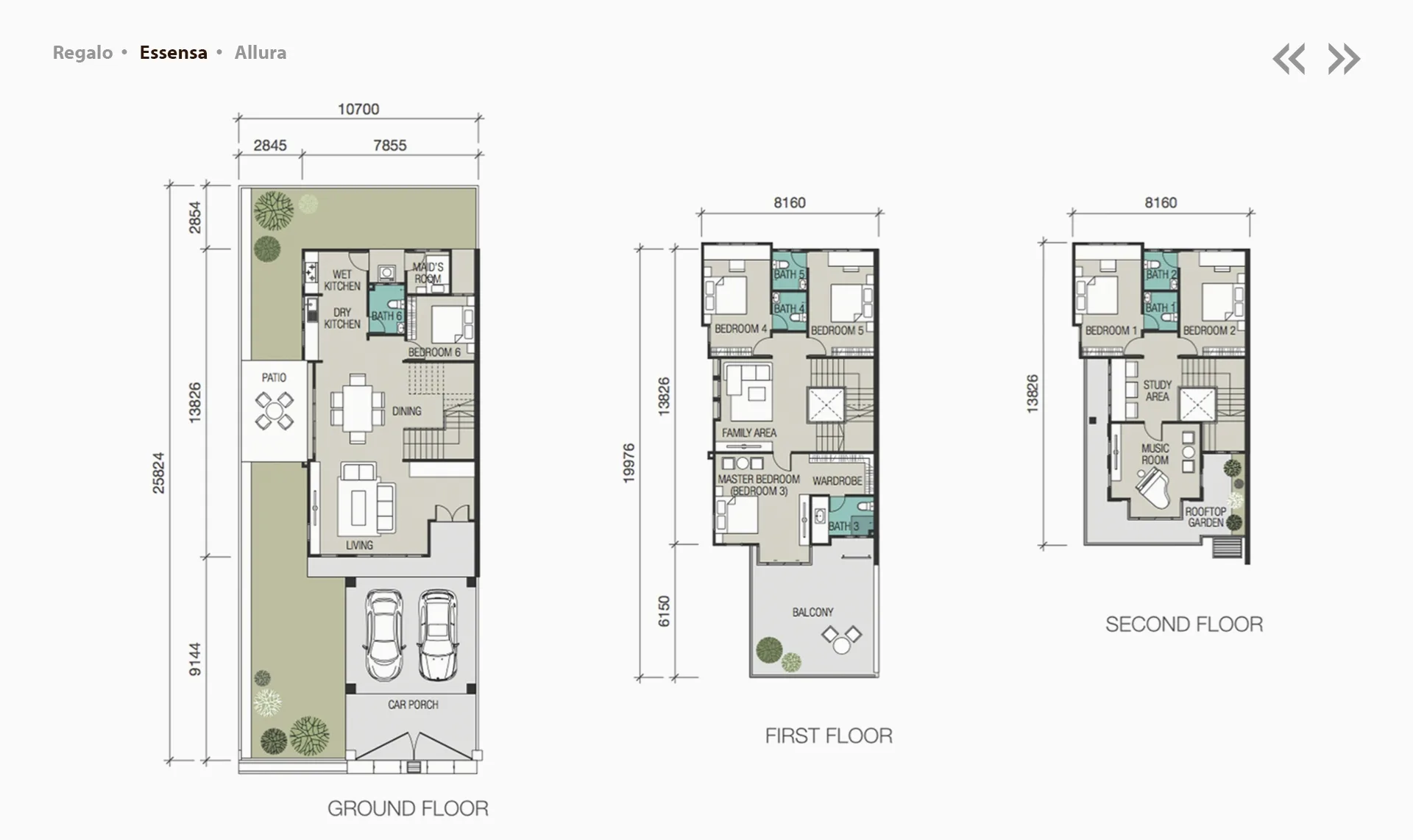 Sentrino Essensa floor plan — three-storey semi-detached house, Alma, Bukit Mertajam, Penang