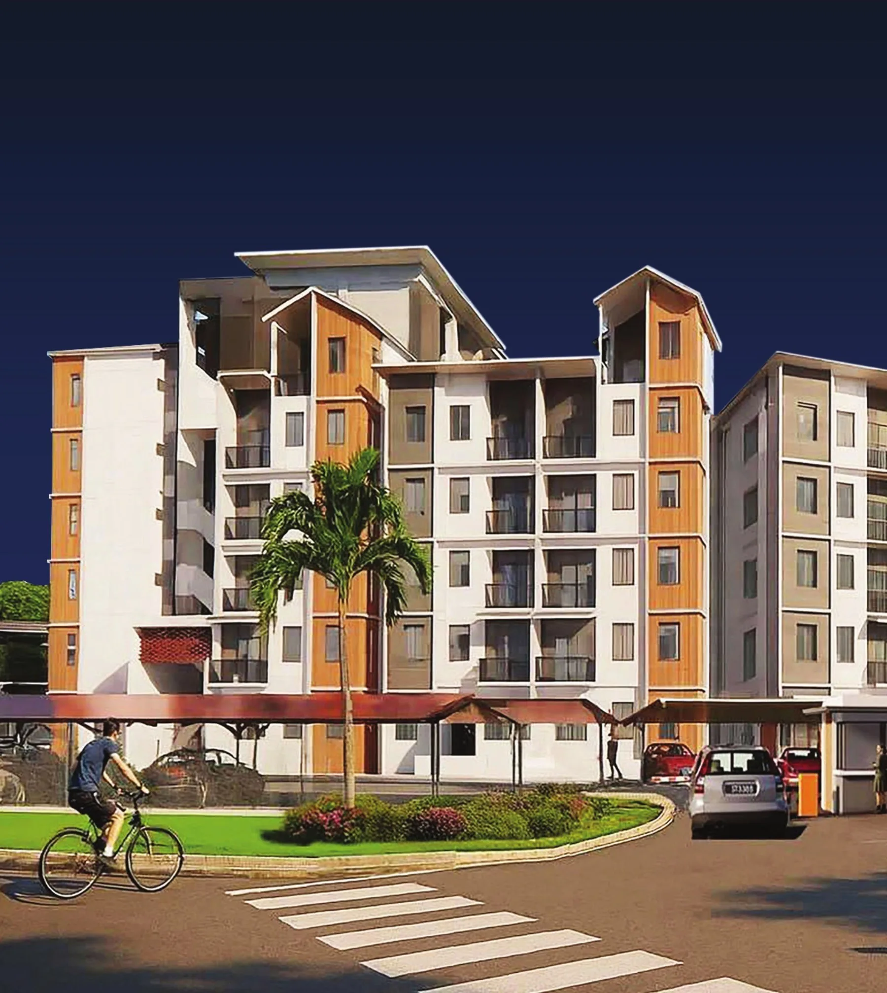 Artist’s impression of the entrance, boom gate and covered parking, from the developer’s brochure at Serai Perdana Kinarut, Jalan Lengkuas Segandai, Kinarut, Papar, Sabah