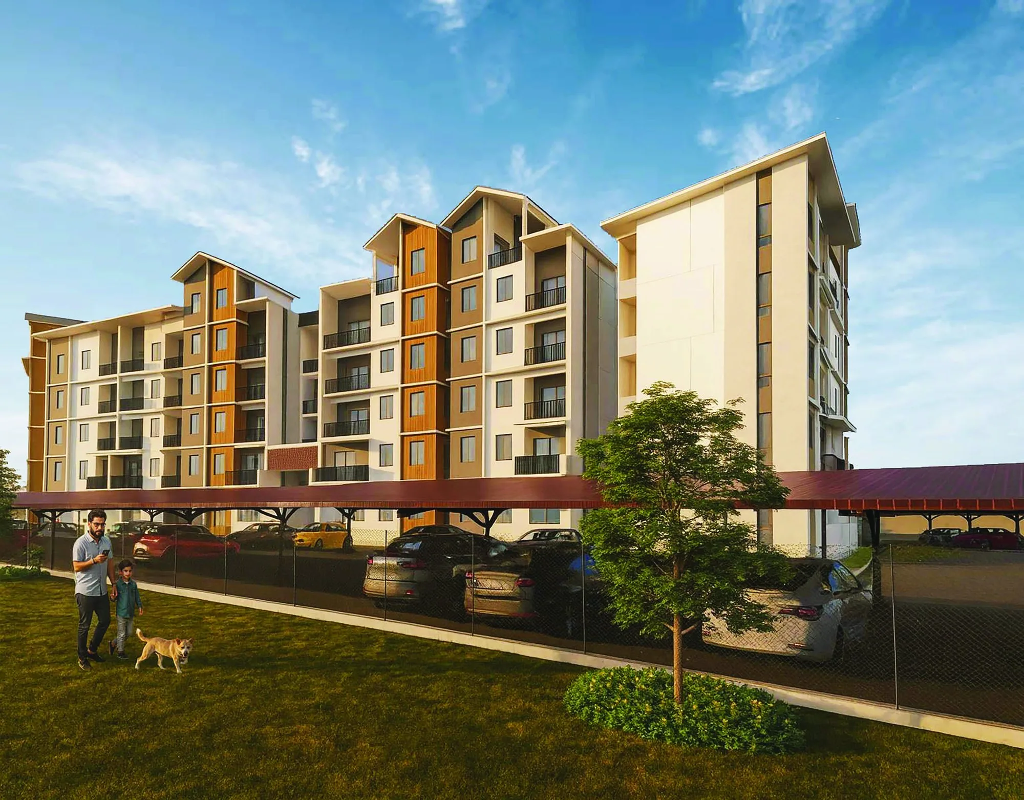 Artist’s impression of the facade and the covered car park, from the developer’s brochure at Serai Perdana Kinarut, Jalan Lengkuas Segandai, Kinarut, Papar, Sabah