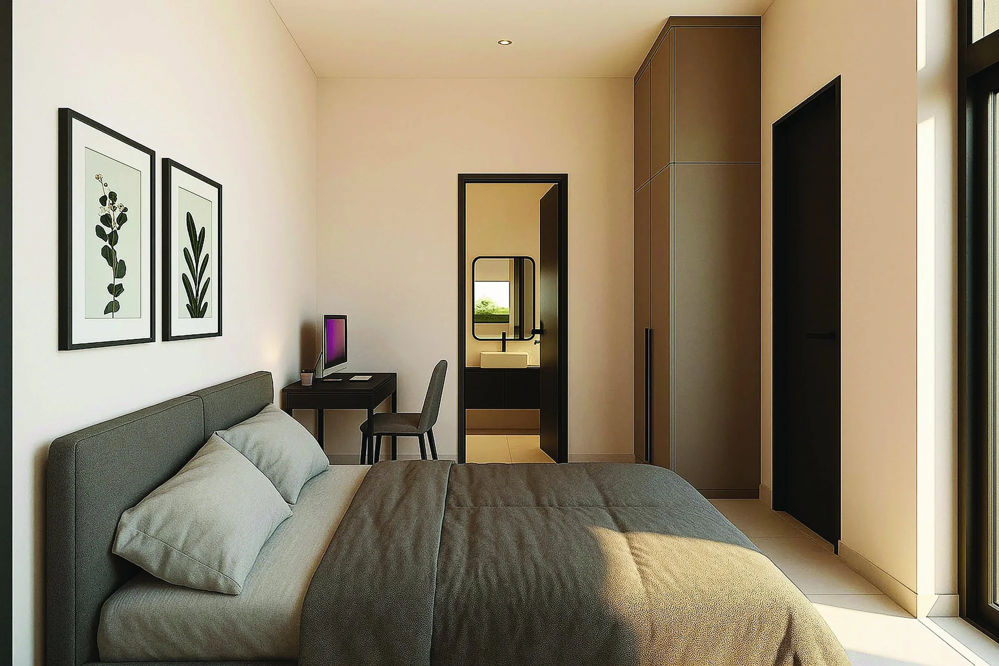 Artist’s impression of a duplex unit’s master bedroom, shown furnished for illustration, from the developer’s brochure at Serai Perdana Kinarut, Jalan Lengkuas Segandai, Kinarut, Papar, Sabah