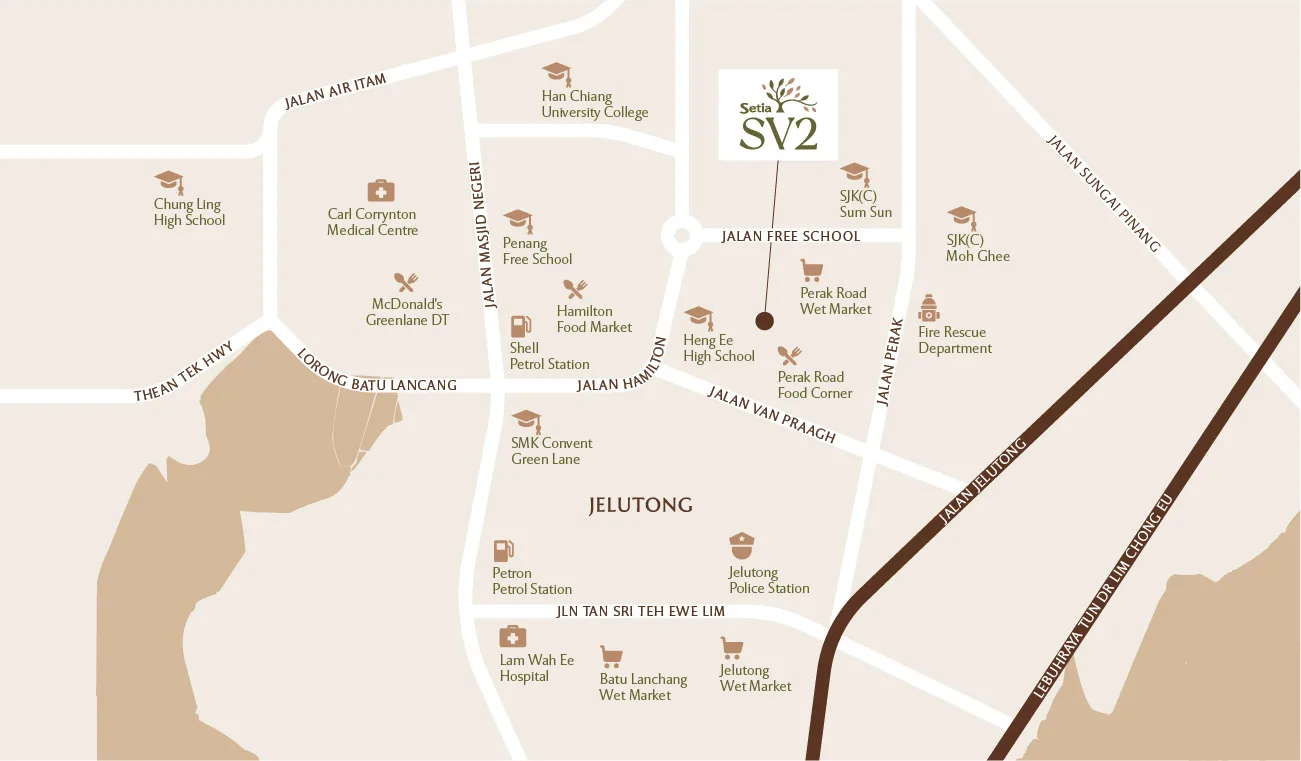 Setia SV2 位置图,槟城日落洞——发展商公布