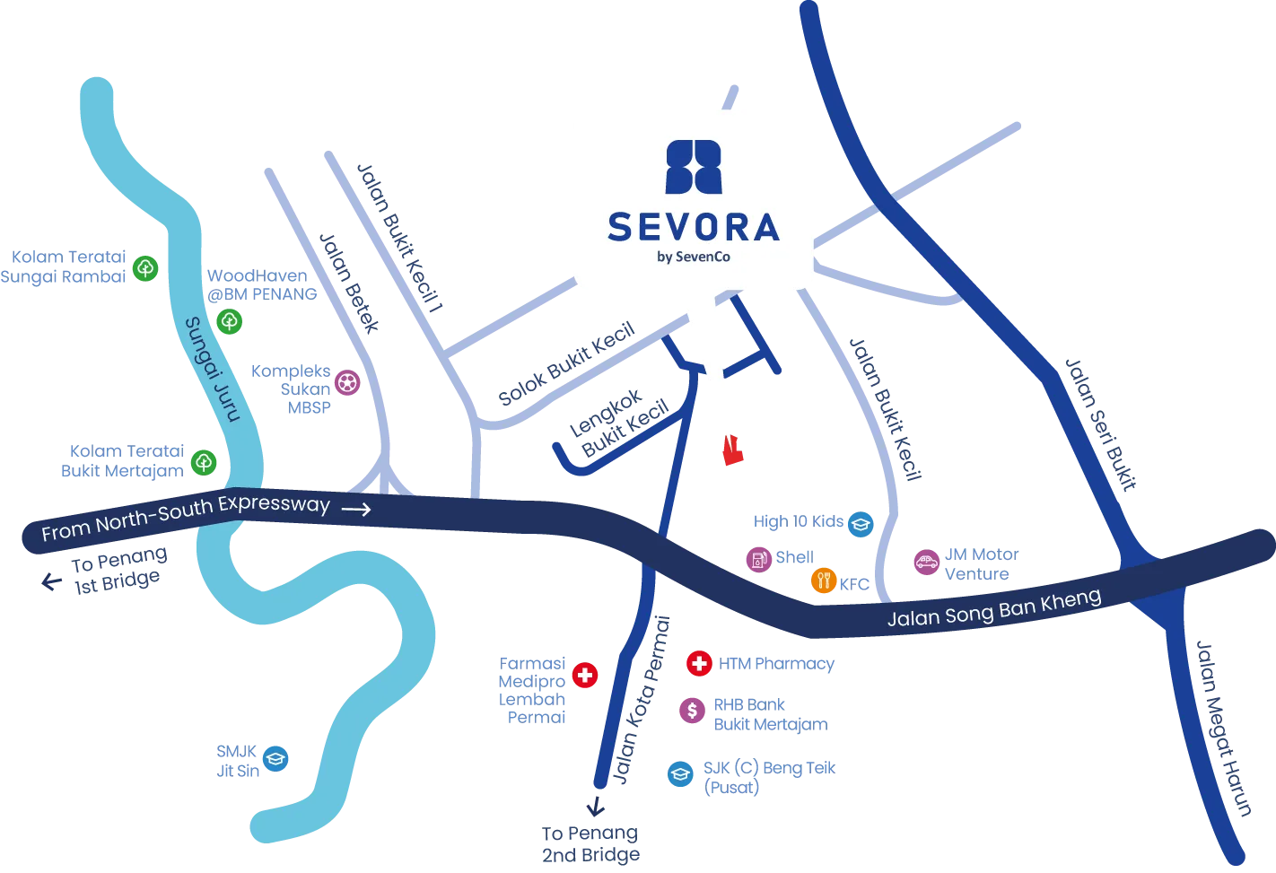 Sevora 位置图，槟城大山脚——发展商公布