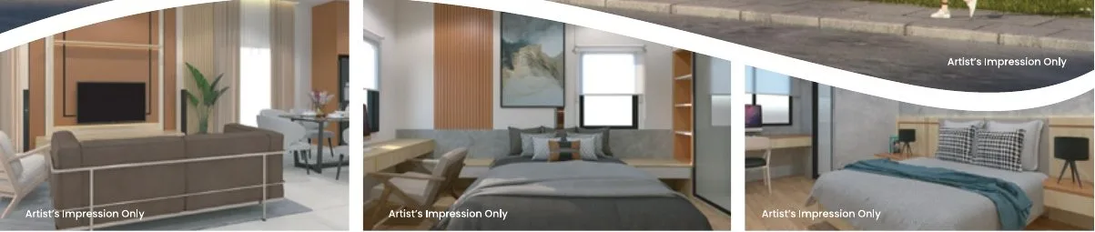 Interior artist's impressions of living room and bedrooms at Silver Valley Gardens double-storey terrace, Chepor, Ipoh