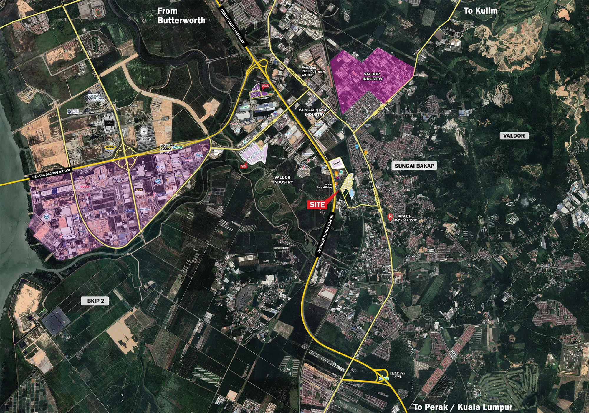 Sungai Bakap Industrial Park location map published by the developer, Sungai Bakap, Penang