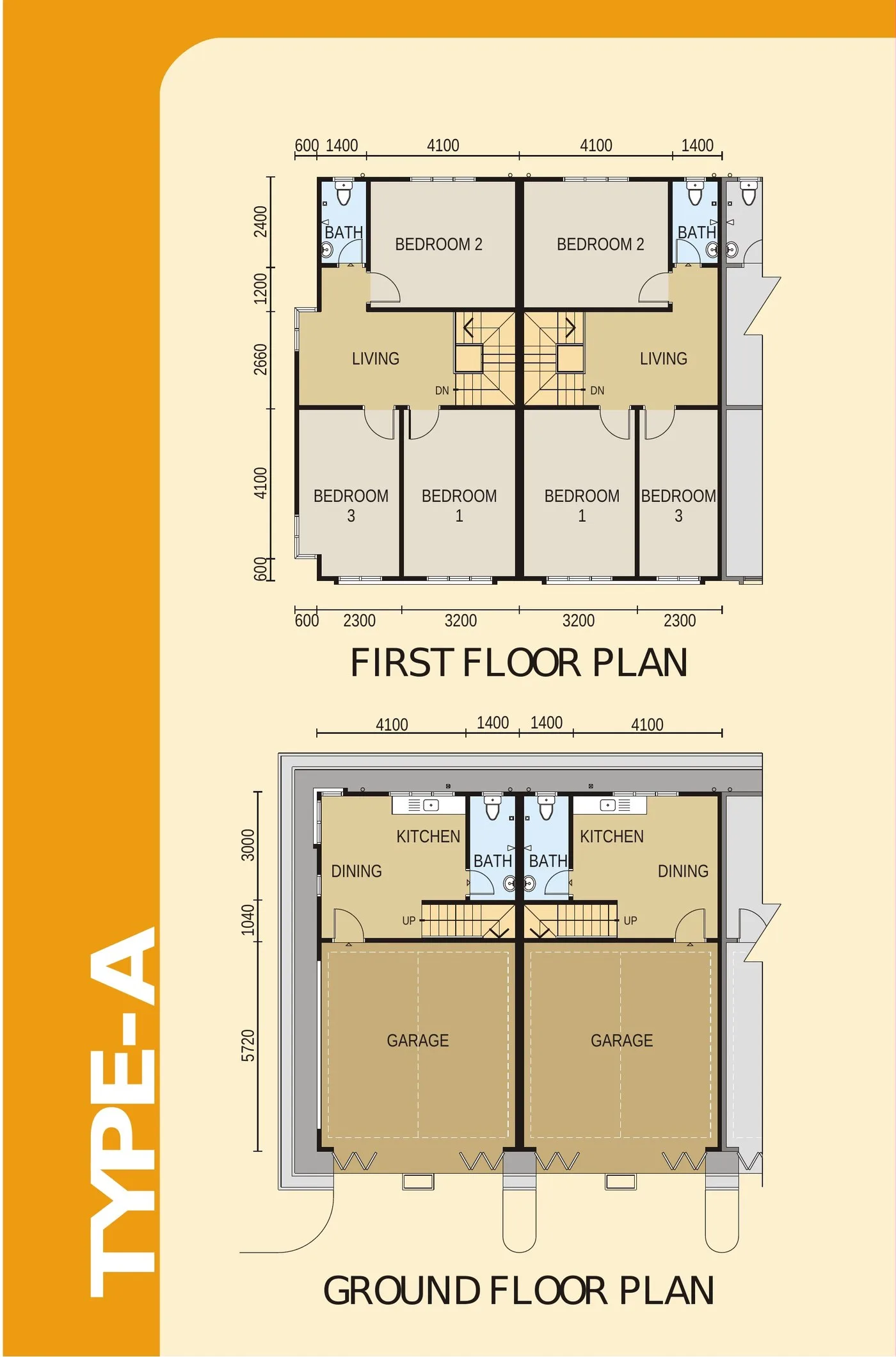Taman Billion Type A floor plan, ground floor and first floor at Taman Billion, Mile 7, Sandakan, Sabah