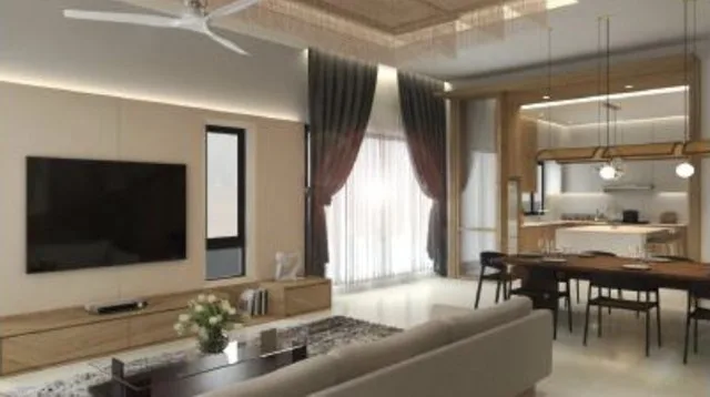 Taman Bistari Jaya living and dining area, interior artist's impression, Nibong Tebal, Penang