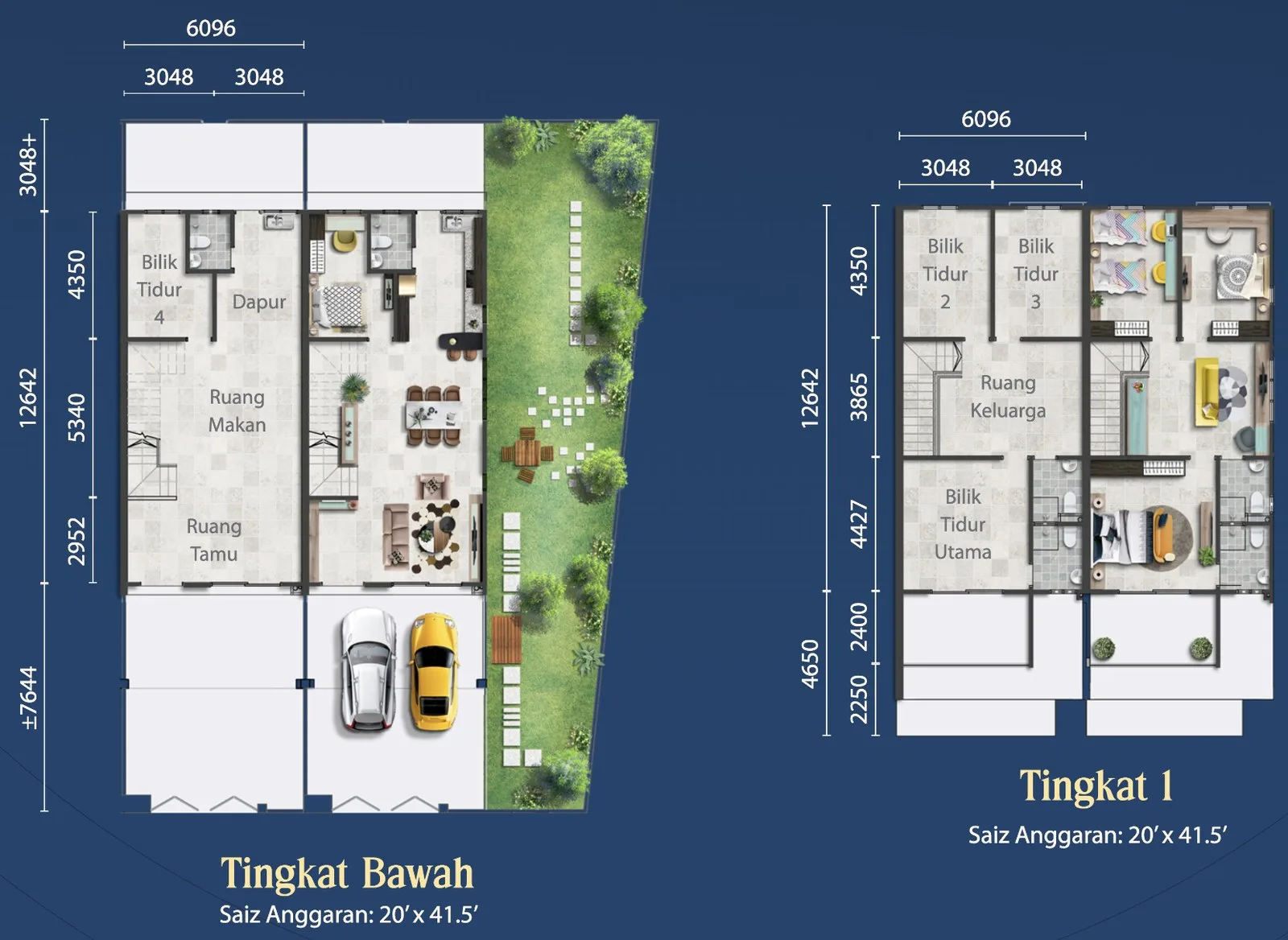 Taman Fajar Permai 2-storey terrace ground-floor and first-floor plans, Nibong Tebal, Penang