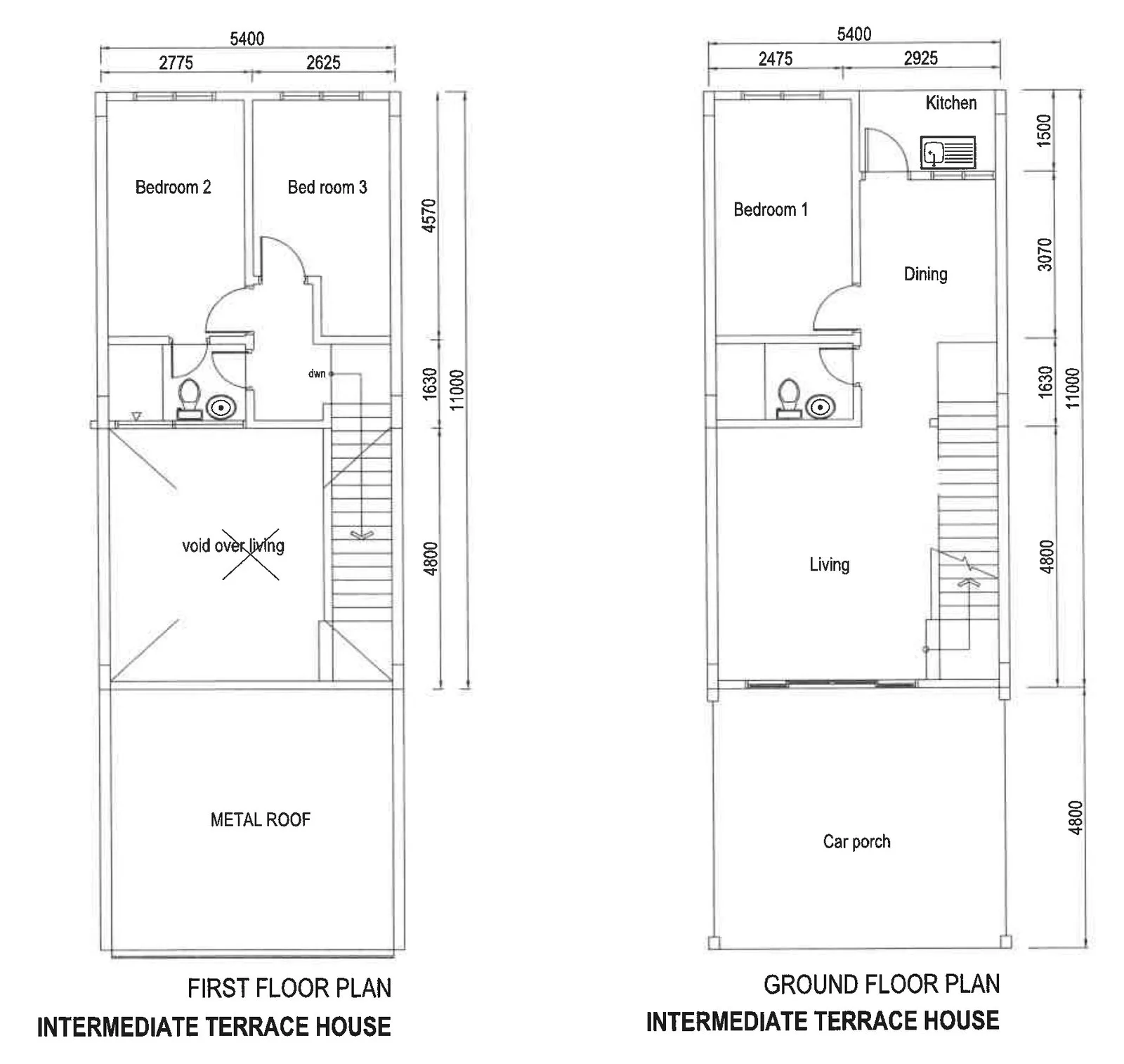 Taman Flamingo Phase 4 intermediate terrace house floor plan, ground and first floor at Taman Flamingo, Menggatal, Kota Kinabalu, Sabah
