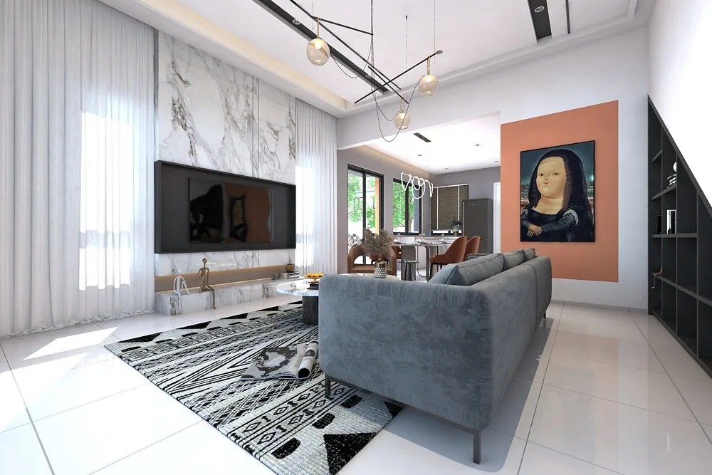 Artist’s impression of a furnished living and dining area, from the developer’s brochure at Taman Flamingo, Menggatal, Kota Kinabalu, Sabah