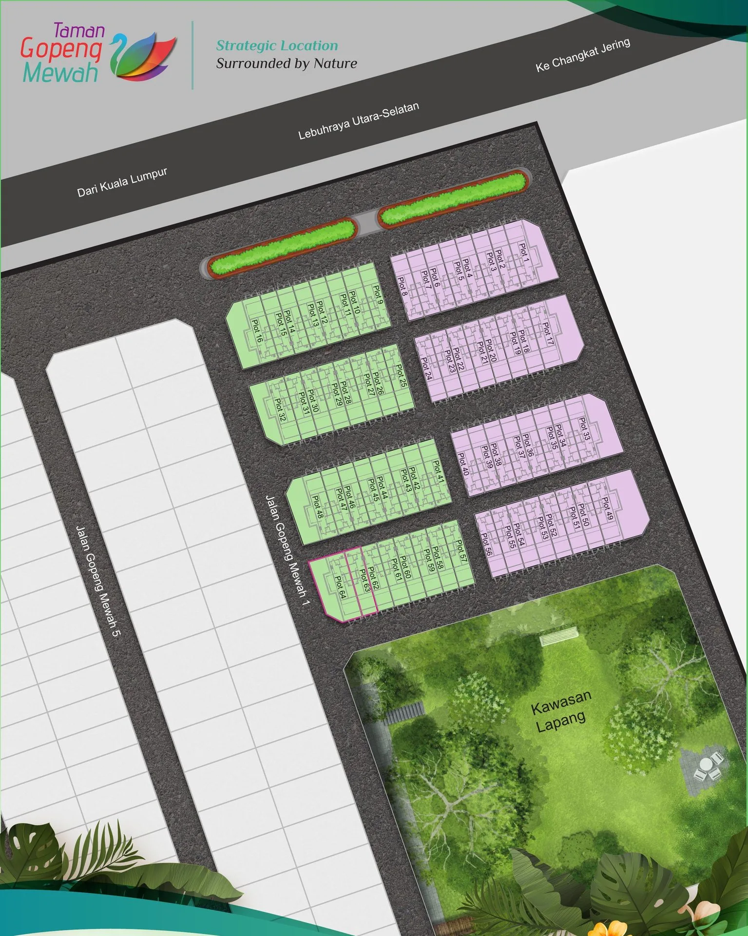 Developer's site plan of Taman Gopeng Mewah Phase 1 and Phase 2 plots beside the North-South Expressway, Gopeng, Perak