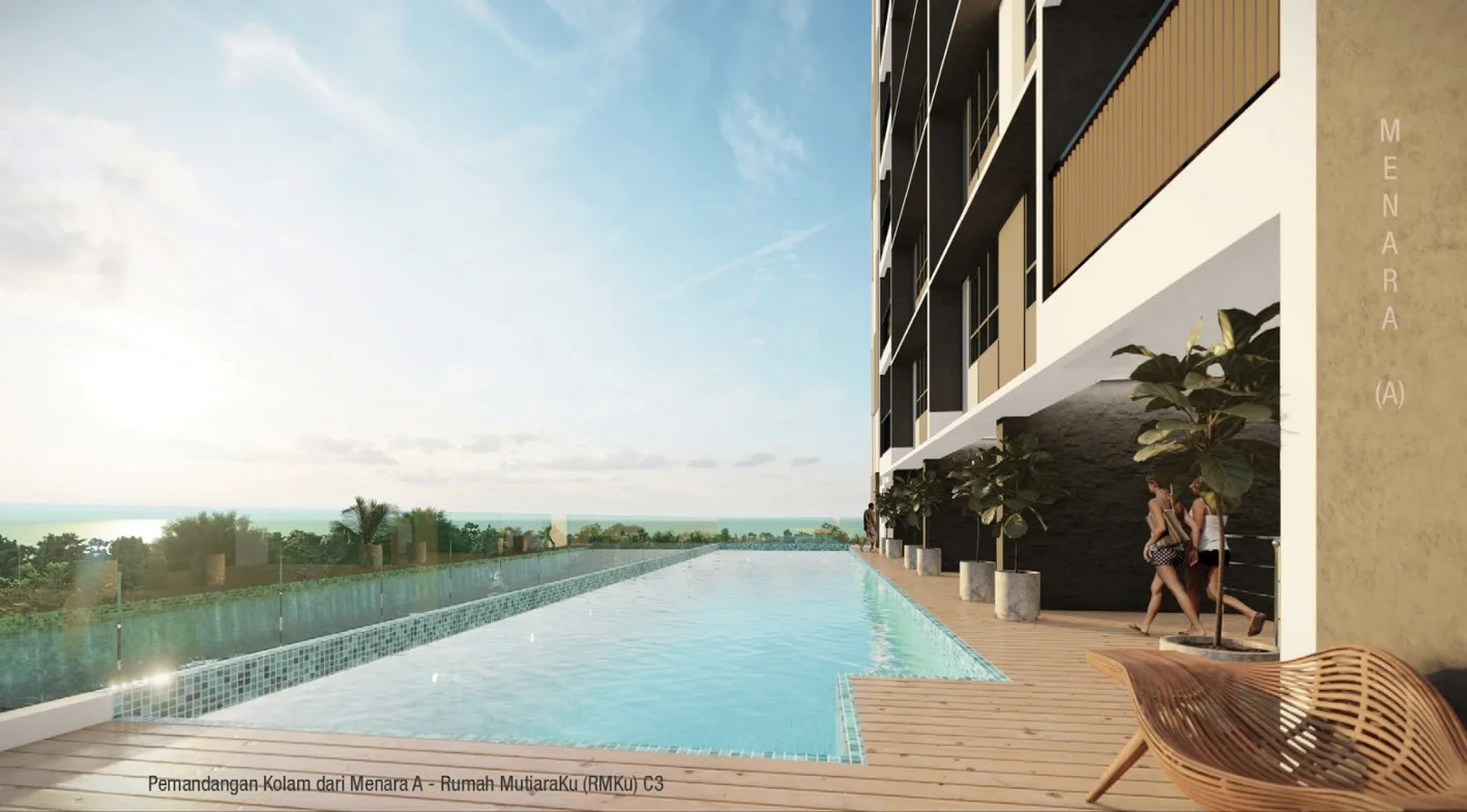 Taman Harmoni Vista artist's impression of the swimming pool at Tower A, Teluk Kumbar, Penang
