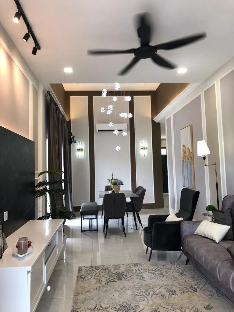 Living and dining area of the Phase 4A single-storey terrace show unit at Taman Impiana, Bidor, Perak
