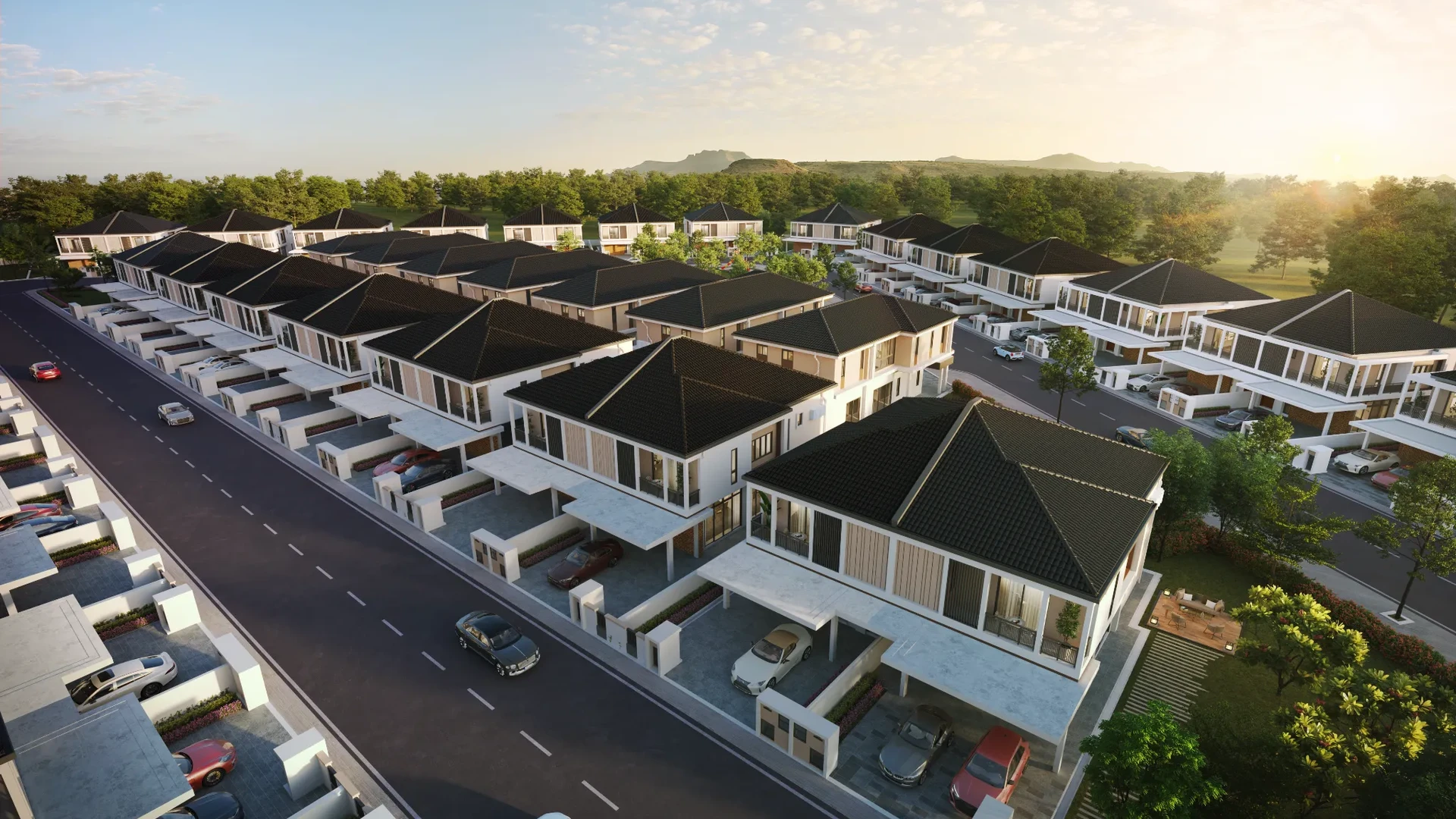 Garden Villas Phase 4 aerial view of the semi-detached rows, artist's impression from the developer, Jesselton Hills, Bukit Mertajam, Penang