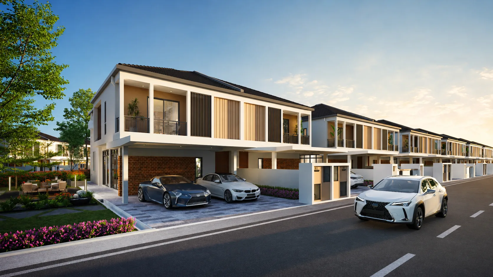 Garden Villas Phase 4 double-storey semi-detached house facade, artist's impression from the developer, Bukit Mertajam, Penang