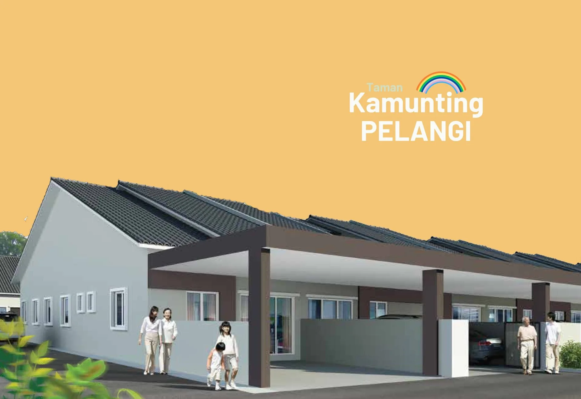 Artist's impression of the Type D single-storey terrace houses on 20 x 85 ft lots at Taman Kamunting Pelangi by TP Property & Development Sdn Bhd, Kamunting, Taiping, Perak