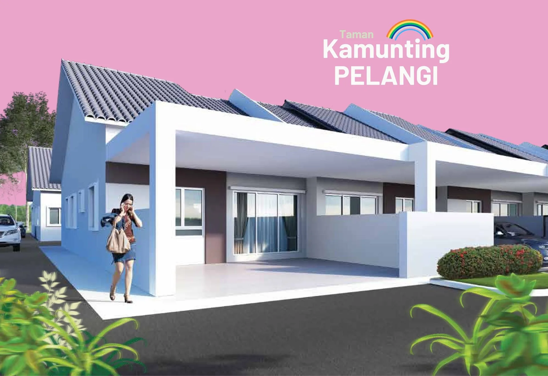Artist's impression of the Type E single-storey terrace row at Taman Kamunting Pelangi by TP Property & Development Sdn Bhd, Kamunting, Taiping, Perak
