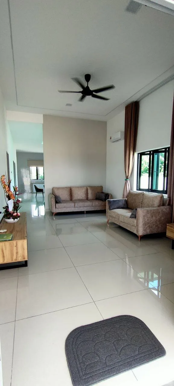 Living hall of the furnished single-storey show house at Taman Kamunting Pelangi, Kamunting, Taiping, Perak