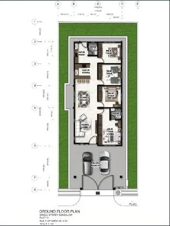 Ground floor plan of the single-storey detached house on plot 11, Taman Kamunting Permaisuri, Kamunting, Taiping, Perak
