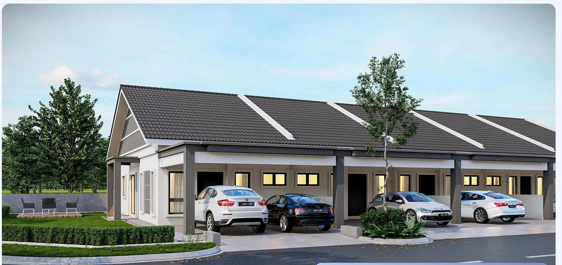 Artist's impression of the single-storey terrace houses at Taman Kamunting Permaisuri by Toplite Development Sdn Bhd, Kamunting, Taiping, Perak