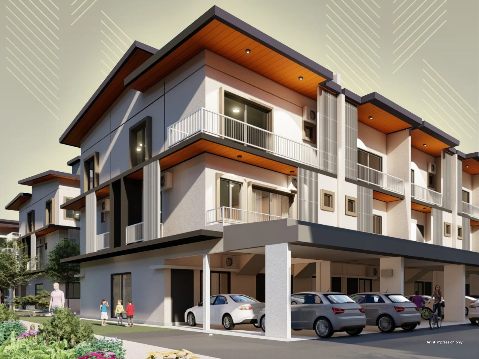 Artist’s impression of the 3-storey townhouse block at Taman Kibabaig Hills, from the developer’s brochure at Taman Kibabaig Hills, Penampang, Sabah