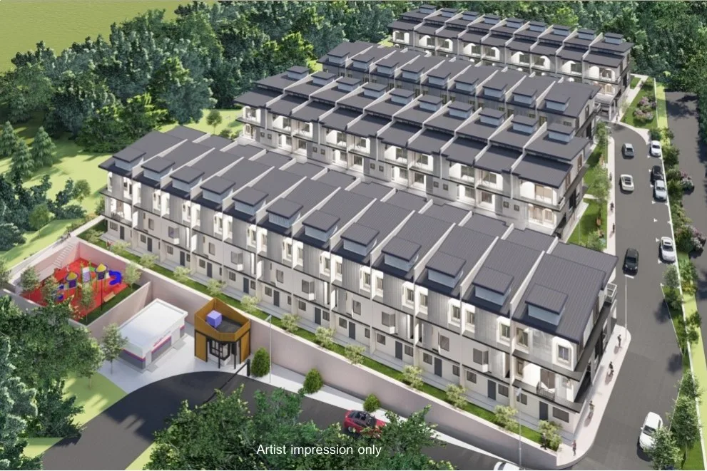Artist’s impression: aerial view of the four blocks, from the developer’s brochure at Taman Kibabaig Hills, Penampang, Sabah