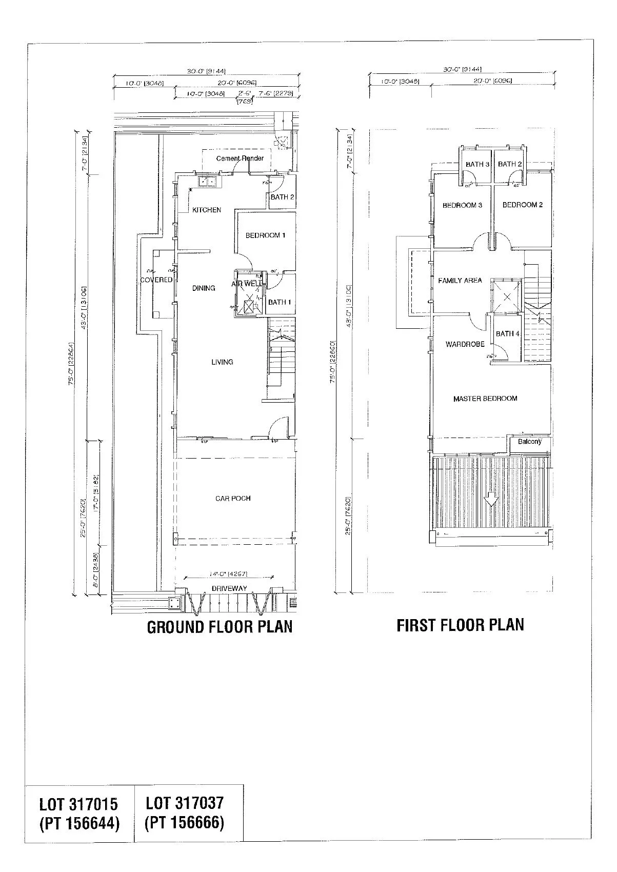 Architectural ground and first floor plan of an intermediate-corner terrace lot at Taman Lapangan Indah, Ipoh, Perak