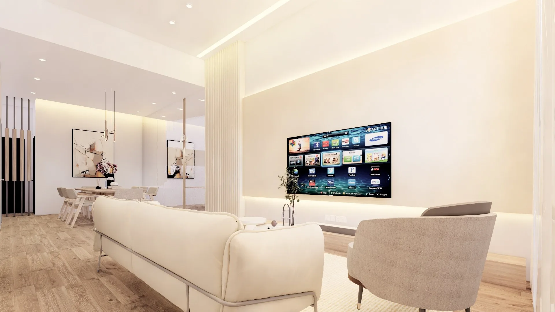 Artist’s impression of the living area, looking through to the dining area, from the developer’s brochure at Taman Merinding Indah, Jalan OKK Daud, Merinding, Labuan