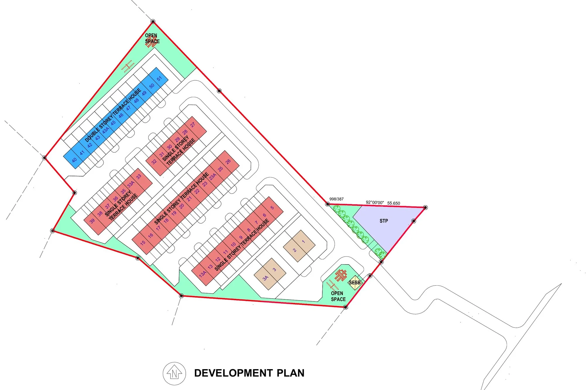 沙巴吧巴 Jalan Melugus Taman Mewah Utama 第一期发展图：Kampung Buang Sayang 的 51 个编号地段（发展商）