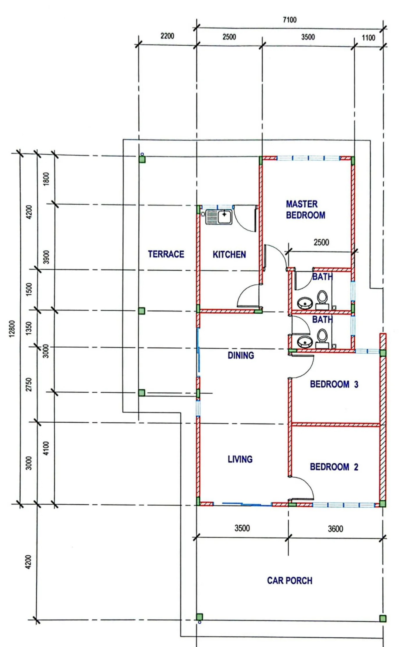 沙巴吧巴 Jalan Melugus Taman Mewah Utama Taman Mewah Utama Papar 单层半独立式平面图