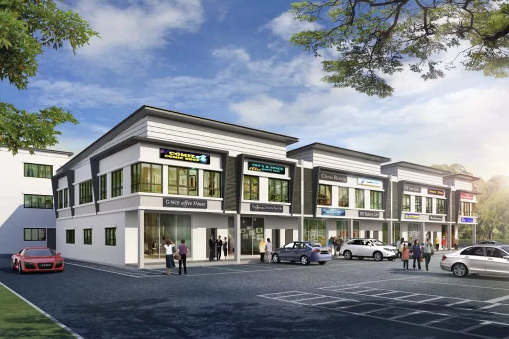 Taman Nuri Emas double-storey shop offices, artist's impression, Nibong Tebal, Penang