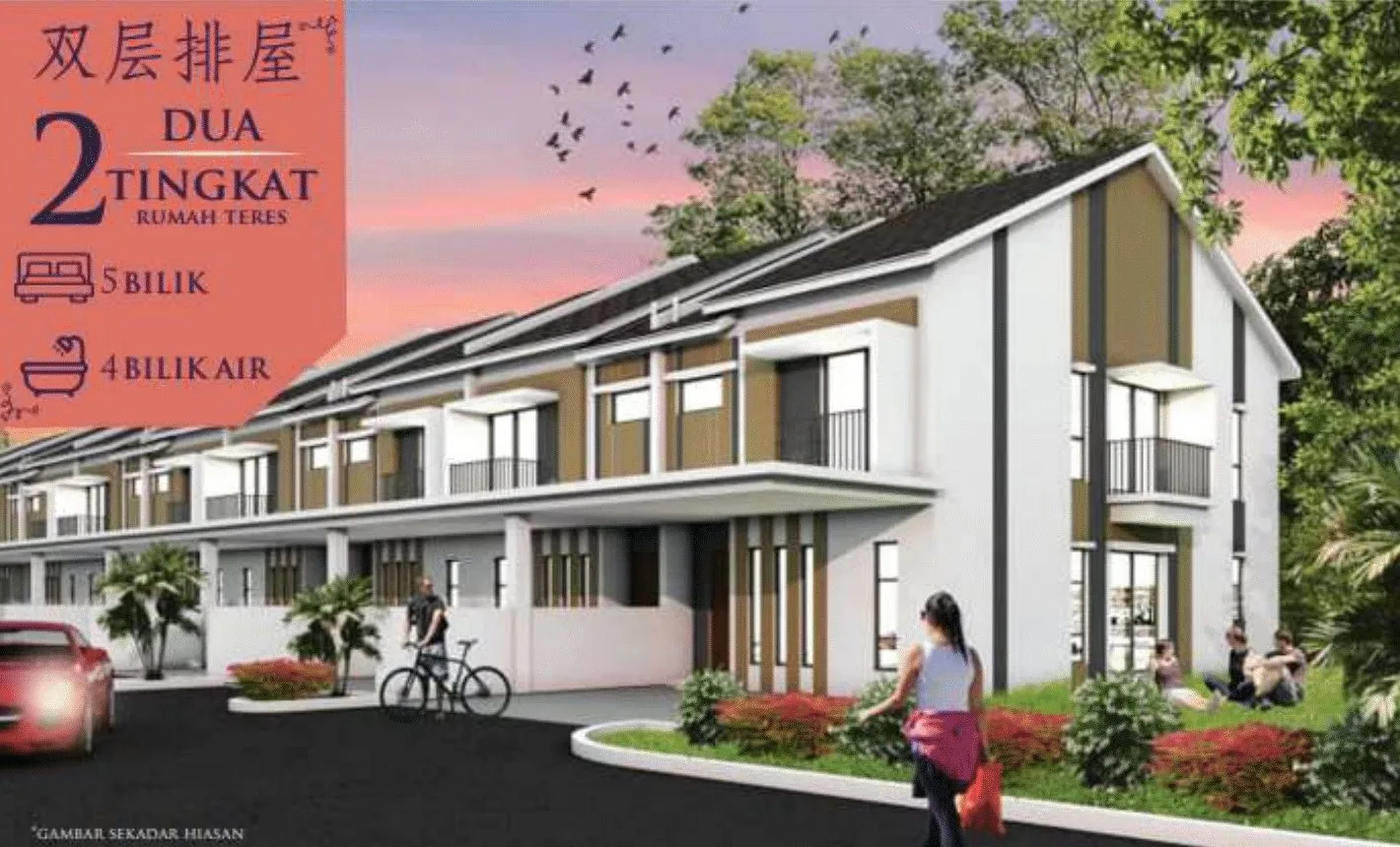 Artist's impression of the double-storey terrace houses at Taman Sejahtera (Kangsar Height), Kuala Kangsar, Perak