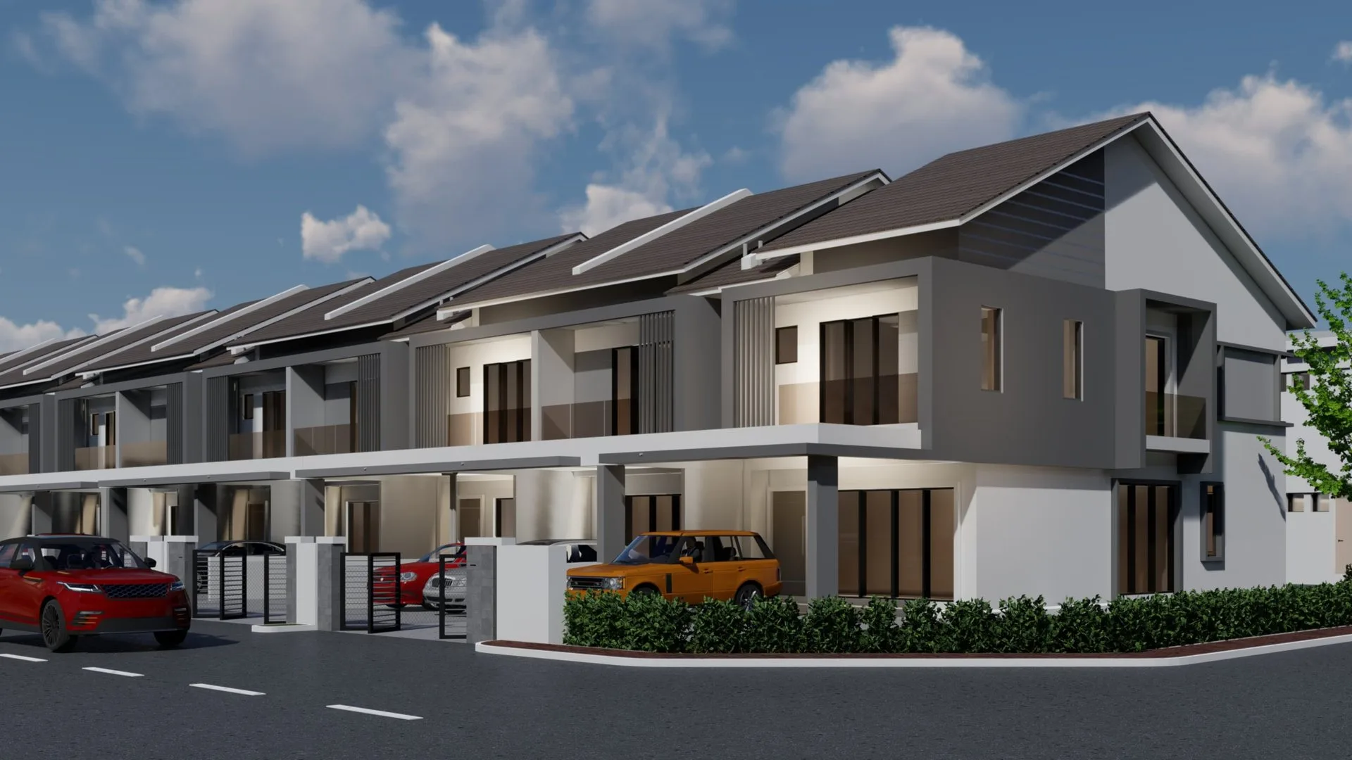 Artist's impression of the double-storey terrace houses at Taman Serai Emas, Bagan Serai, Perak, by KY Maju Development Sdn Bhd