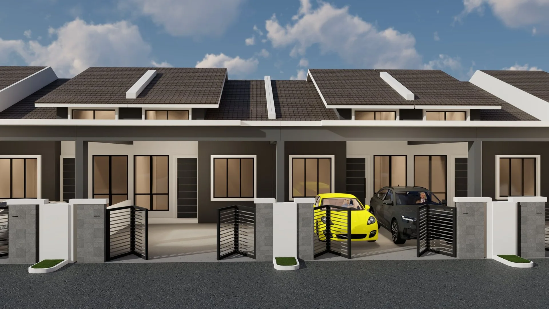 Artist's impression of the single-storey terrace frontage at Taman Serai Emas, Bagan Serai, Perak