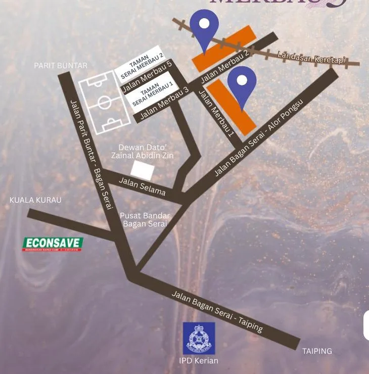 Developer's location map for Taman Serai Merbau 3, off Jalan Bagan Serai to Alor Pongsu beside Taman Serai Merbau 1 and 2, Bagan Serai, Perak