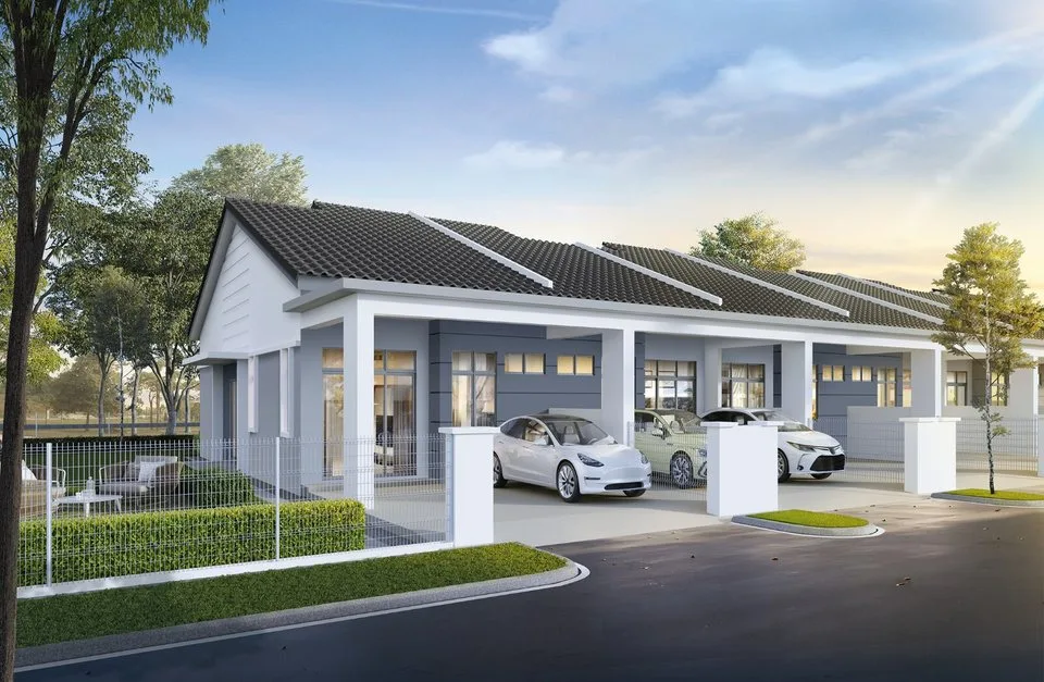 Artist's impression of a corner single-storey terrace house at Taman Serai Merbau 3, Bagan Serai, Perak