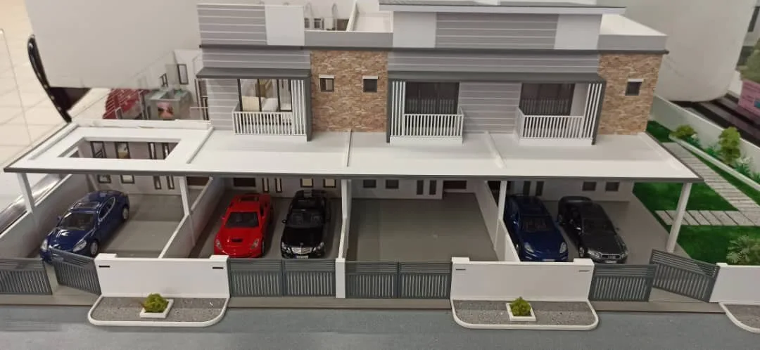 Photograph of the developer's scale model of the double-storey terraces at Taman Simpang Permaisuri by Supreme Infinity Land Sdn Bhd (Supreme Group), Simpang, Taiping, Perak