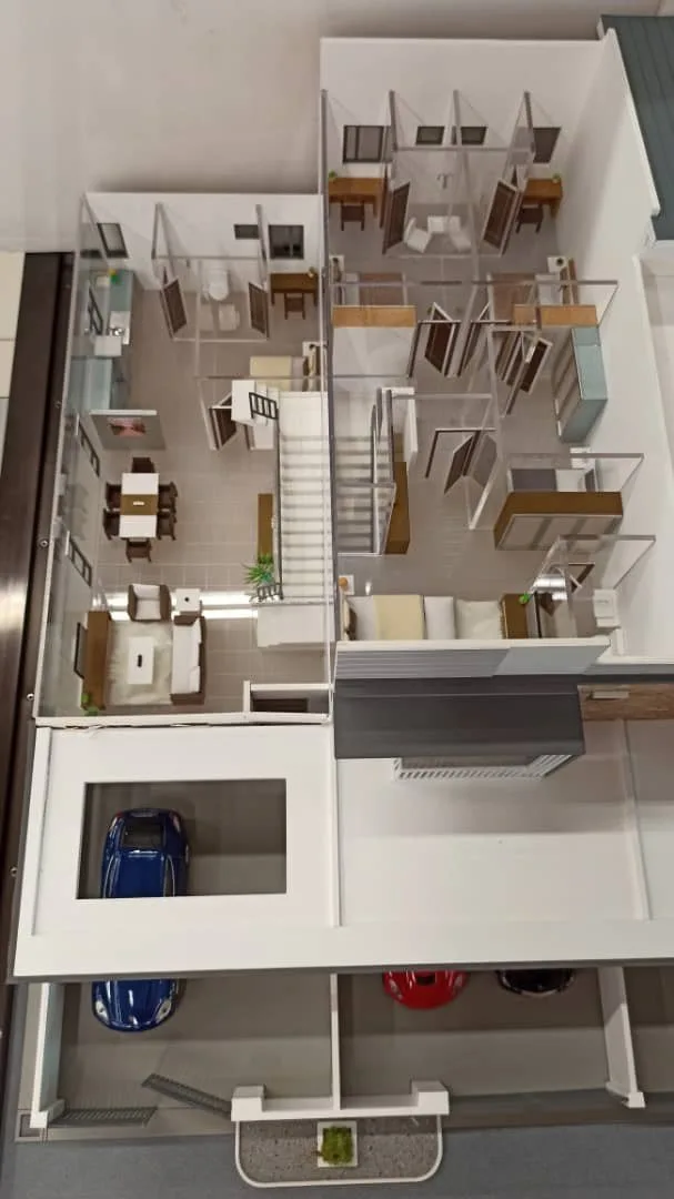 Scale model of a double-storey terrace seen from above at Taman Simpang Permaisuri, Simpang, Taiping, Perak