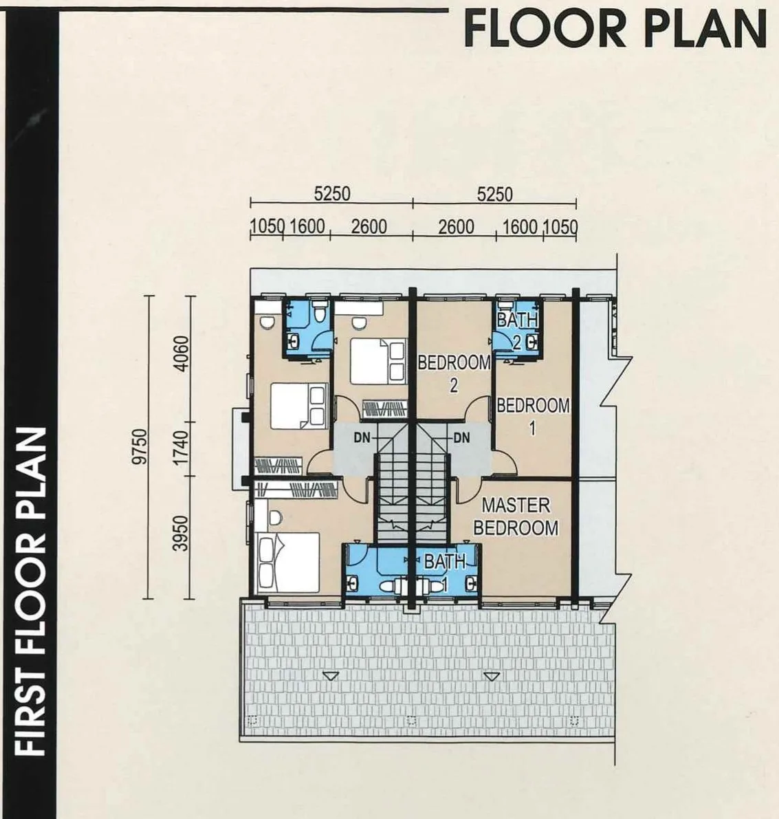 Taman Suria Jaya first floor plan, three bedrooms at Taman Suria Jaya, Mile 6, Sandakan, Sabah