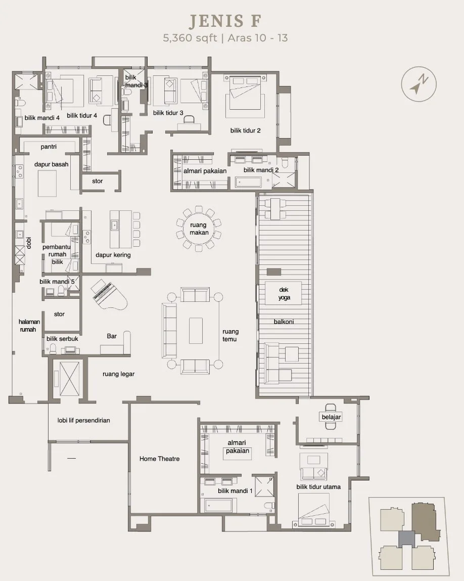 The Anton Type F floor plan, 5,360 sq ft, Levels 10 to 13, Pulau Tikus, Penang — from the developer's advertisement filed with the government register