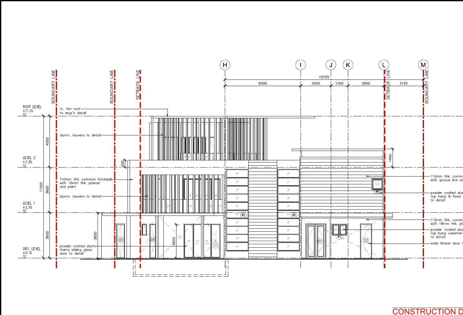 Front elevation drawing of the Type RB-3 (Stellar) 2.5-storey semi-detached house at The Enclave, Jalan Sultan Azlan Shah (Tiger Lane), Ipoh, Perak, by Tanah Anjung Sdn Bhd (formerly Anjung Hijau)