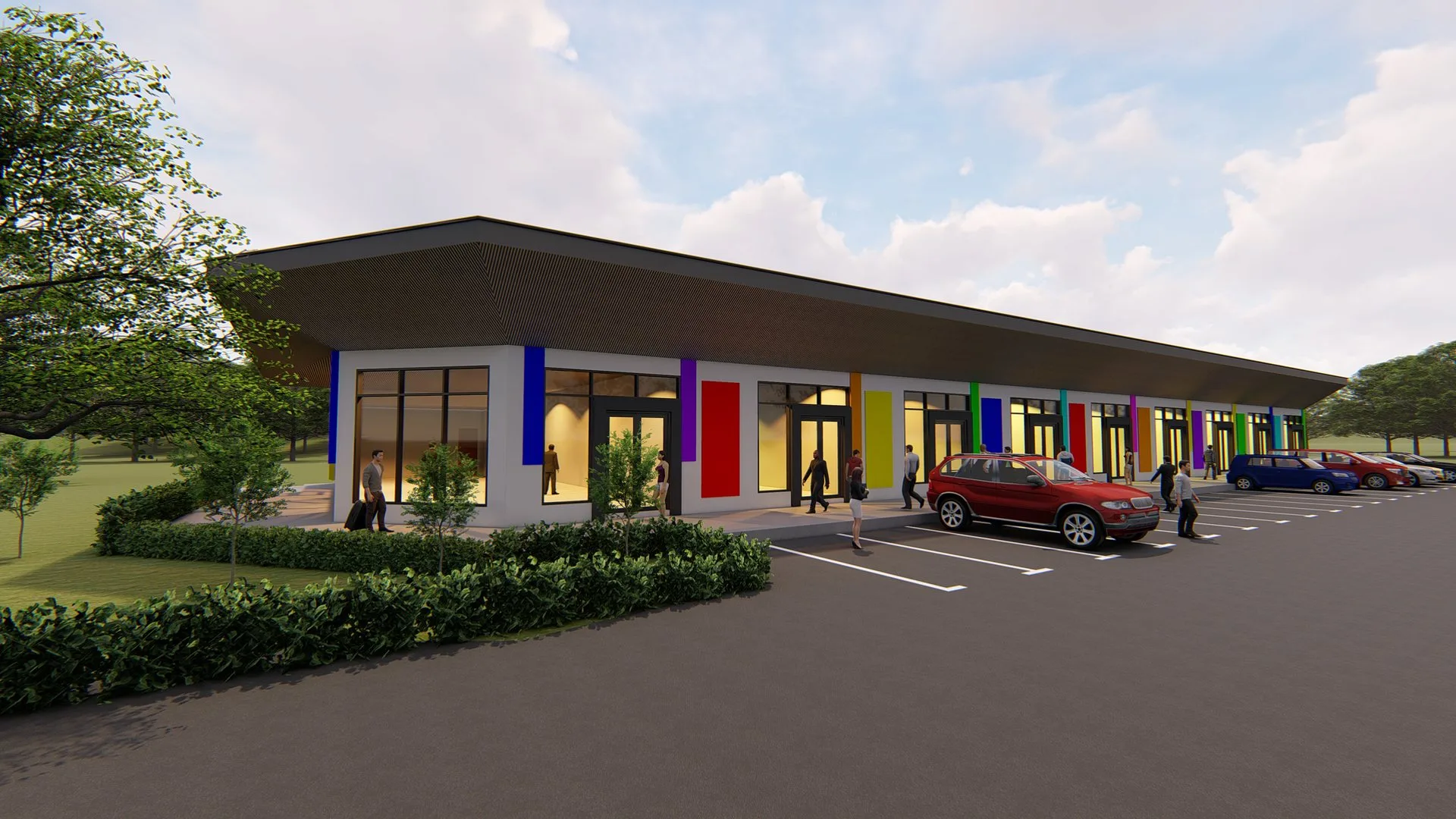 Artist's impression of the single-storey shop lot row at The Galleria by Excellent Realty Sdn Bhd, Waterfront City, Lahat, Ipoh, Perak
