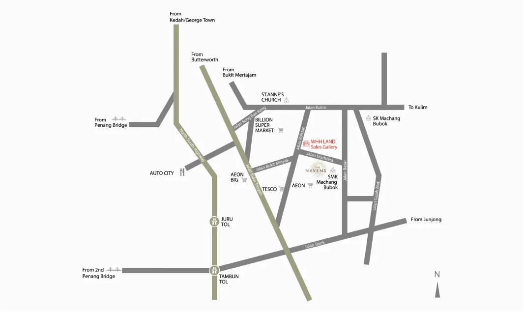 The Navens location map published by the developer, Machang Bubok, Bukit Mertajam, Penang