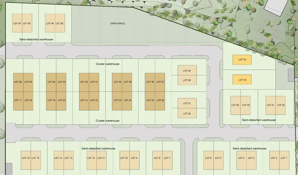 Master-plan detail of cluster and semi-detached warehouse Lots 1 to 50 at The North @ KKIP, Sepanggar, Kota Kinabalu, Sabah
