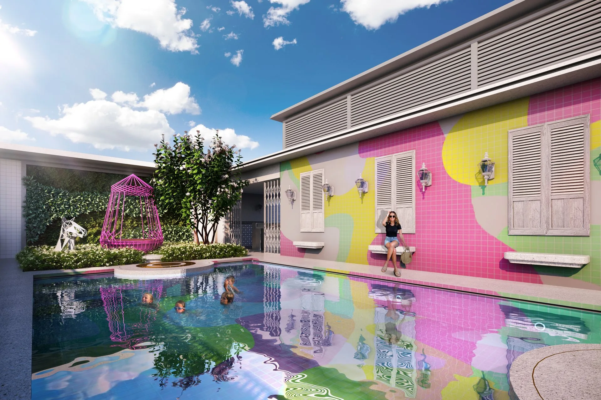Atapci Pool with mural wall, The Stallionz facilities, Ipoh White Times Square