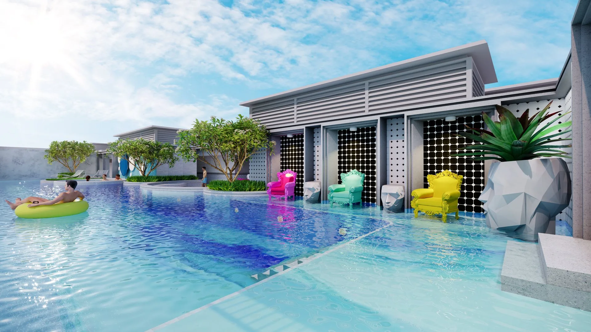 Level 12 Blue Moonlight Pool with city view at The Stallionz by Exsim Caldwell (Ipoh) Sdn Bhd (EXSIM with Team Keris), Ipoh White Times Square, Ipoh, Perak
