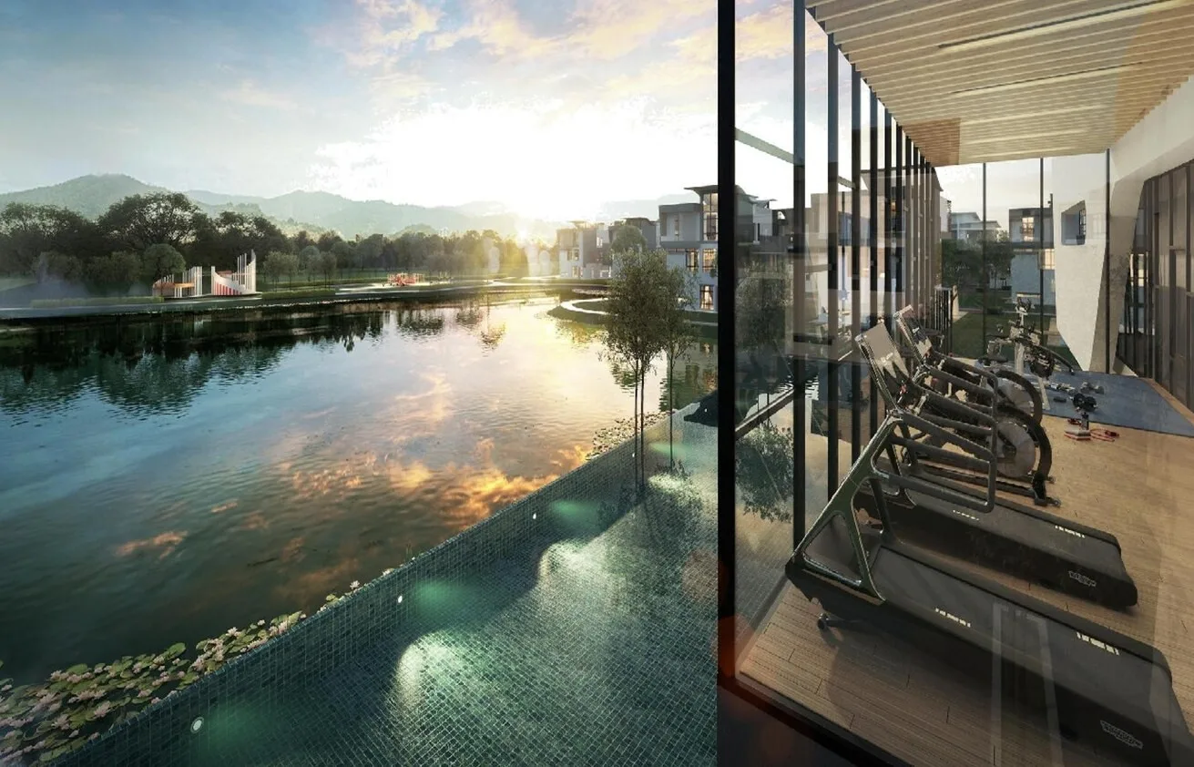 Artist’s impression of the clubhouse pool and gym facing the lake, from the developer’s brochure at The Weld, Jalan Sin Onn, Tawau, Sabah