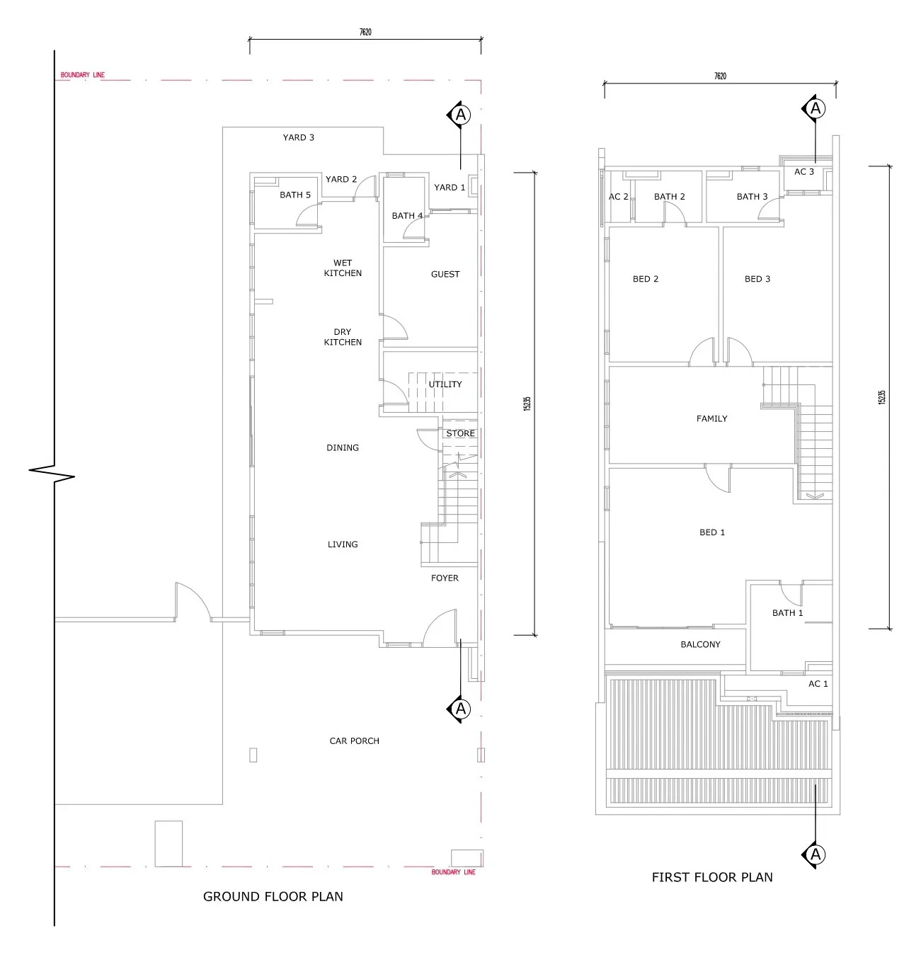 The Weld semi-detached Type A ground and first floor plans, 3,395 sq ft at The Weld, Jalan Sin Onn, Tawau, Sabah
